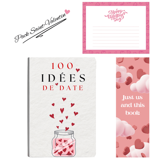 Pack Saint-Valentin (Marque Page, 100 Idées de Date, Carte Saint Valentin)